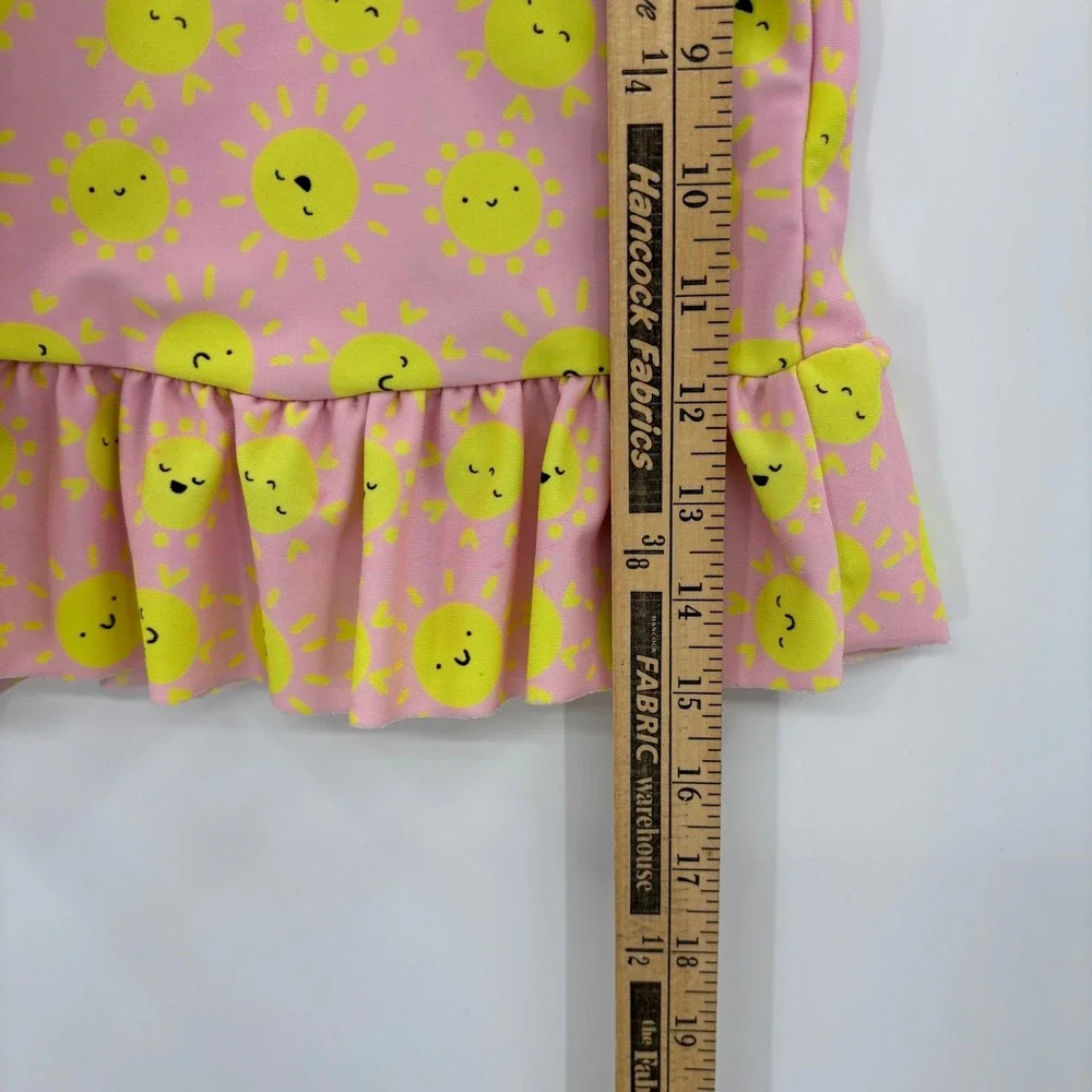 Cat & Jack Rash Guard Kids 4T Pink Sun Peplum‎ Flutter Sleeve Swim Top Summer